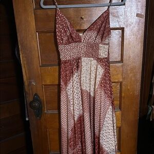 Elegant Red and Cream Women's Dress